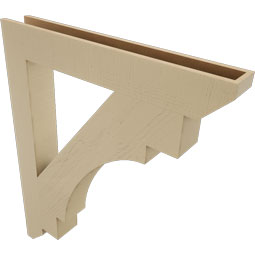 Ekena Millwork - BKTUR055X40X48MRC06RCPR - Timberthane Faux Wood Merced Style Bracket, Slat Ends, 5 1/2"W x 40"D x 48"H, Primed Tan