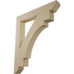 Ekena Millwork - BKTUR055X40X48MRC06RCPR - Timberthane Faux Wood Merced Style Bracket, Slat Ends, 5 1/2"W x 40"D x 48"H, Primed Tan