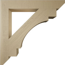 Ekena Millwork - BKTUR055X42X42MRC06RCPR - Timberthane Faux Wood Merced Style Bracket, Slat Ends, 5 1/2"W x 42"D x 42"H, Primed Tan