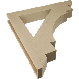 Ekena Millwork - BKTUR055X42X42MRC06RCPR - Timberthane Faux Wood Merced Style Bracket, Slat Ends, 5 1/2"W x 42"D x 42"H, Primed Tan