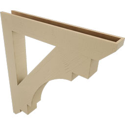 Ekena Millwork - BKTUR055X42X48MRC06RCPR - Timberthane Faux Wood Merced Style Bracket, Slat Ends, 5 1/2"W x 42"D x 48"H, Primed Tan