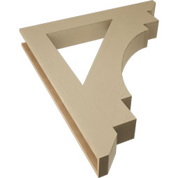 Ekena Millwork - BKTUR055X42X48MRC06RCPR - Timberthane Faux Wood Merced Style Bracket, Slat Ends, 5 1/2"W x 42"D x 48"H, Primed Tan