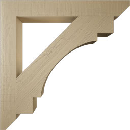 Ekena Millwork - BKTUR055X44X44MRC06RCPR - Timberthane Faux Wood Merced Style Bracket, Slat Ends, 5 1/2"W x 44"D x 44"H, Primed Tan