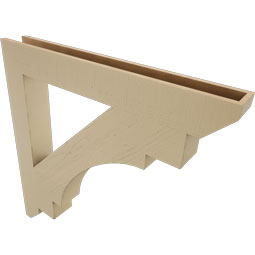 Ekena Millwork - BKTUR055X44X44MRC06RCPR - Timberthane Faux Wood Merced Style Bracket, Slat Ends, 5 1/2"W x 44"D x 44"H, Primed Tan
