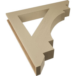 Ekena Millwork - BKTUR055X44X44MRC06RCPR - Timberthane Faux Wood Merced Style Bracket, Slat Ends, 5 1/2"W x 44"D x 44"H, Primed Tan