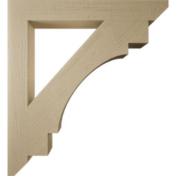 Ekena Millwork - BKTUR055X44X48MRC06RCPR - Timberthane Faux Wood Merced Style Bracket, Slat Ends, 5 1/2"W x 44"D x 48"H, Primed Tan
