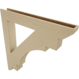 Ekena Millwork - BKTUR055X44X48MRC06RCPR - Timberthane Faux Wood Merced Style Bracket, Slat Ends, 5 1/2"W x 44"D x 48"H, Primed Tan