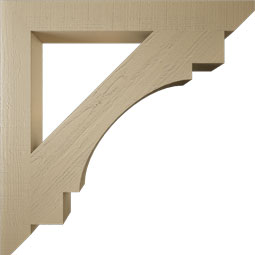 Ekena Millwork - BKTUR055X46X46MRC06RCPR - Timberthane Faux Wood Merced Style Bracket, Slat Ends, 5 1/2"W x 46"D x 46"H, Primed Tan