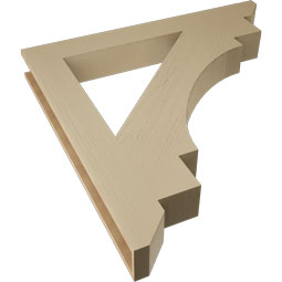 Ekena Millwork - BKTUR055X46X46MRC06RCPR - Timberthane Faux Wood Merced Style Bracket, Slat Ends, 5 1/2"W x 46"D x 46"H, Primed Tan
