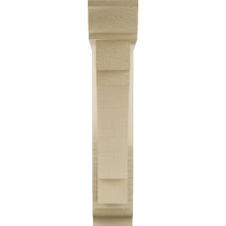 Ekena Millwork - BKTUR0352X14X18MRC01RCPR - Timberthane Faux Wood Merced Style Bracket w/ Offset Brace, Traditional Ends, 3 1/2"W x 14"D x 18"H, Primed Tan