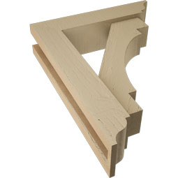 Ekena Millwork - BKTUR0352X14X18MRC01RCPR - Timberthane Faux Wood Merced Style Bracket w/ Offset Brace, Traditional Ends, 3 1/2"W x 14"D x 18"H, Primed Tan