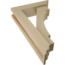 Ekena Millwork - BKTUR0352X14X22MRC01RCPR - Timberthane Faux Wood Merced Style Bracket w/ Offset Brace, Traditional Ends, 3 1/2"W x 14"D x 22"H, Primed Tan