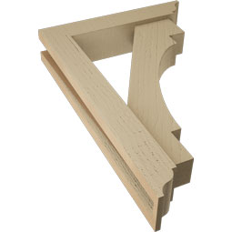 Ekena Millwork - BKTUR0352X16X24MRC01RCPR - Timberthane Faux Wood Merced Style Bracket w/ Offset Brace, Traditional Ends, 3 1/2"W x 16"D x 24"H, Primed Tan