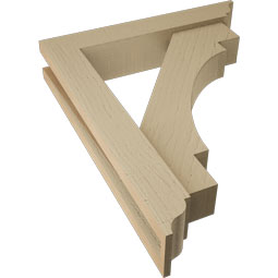 Ekena Millwork - BKTUR0352X18X22MRC01RCPR - Timberthane Faux Wood Merced Style Bracket w/ Offset Brace, Traditional Ends, 3 1/2"W x 18"D x 22"H, Primed Tan