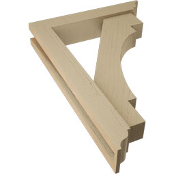 Ekena Millwork - BKTUR0352X18X26MRC01RCPR - Timberthane Faux Wood Merced Style Bracket w/ Offset Brace, Traditional Ends, 3 1/2"W x 18"D x 26"H, Primed Tan