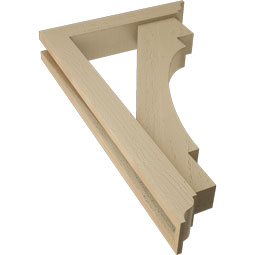 Ekena Millwork - BKTUR0352X18X30MRC01RCPR - Timberthane Faux Wood Merced Style Bracket w/ Offset Brace, Traditional Ends, 3 1/2"W x 18"D x 30"H, Primed Tan