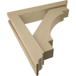 Ekena Millwork - BKTUR0352X20X20MRC01RCPR - Timberthane Faux Wood Merced Style Bracket w/ Offset Brace, Traditional Ends, 3 1/2"W x 20"D x 20"H, Primed Tan