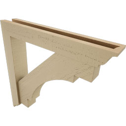 Ekena Millwork - BKTUR0352X22X22MRC01RCPR - Timberthane Faux Wood Merced Style Bracket w/ Offset Brace, Traditional Ends, 3 1/2"W x 22"D x 22"H, Primed Tan
