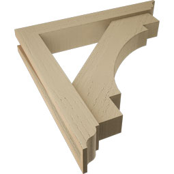 Ekena Millwork - BKTUR0352X22X22MRC01RCPR - Timberthane Faux Wood Merced Style Bracket w/ Offset Brace, Traditional Ends, 3 1/2"W x 22"D x 22"H, Primed Tan
