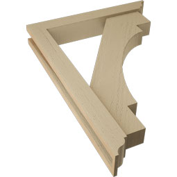 Ekena Millwork - BKTUR0352X22X30MRC01RCPR - Timberthane Faux Wood Merced Style Bracket w/ Offset Brace, Traditional Ends, 3 1/2"W x 22"D x 30"H, Primed Tan