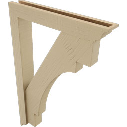 Ekena Millwork - BKTUR0352X22X34MRC01RCPR - Timberthane Faux Wood Merced Style Bracket w/ Offset Brace, Traditional Ends, 3 1/2"W x 22"D x 34"H, Primed Tan