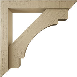 Ekena Millwork - BKTUR0352X24X24MRC01RCPR - Timberthane Faux Wood Merced Style Bracket w/ Offset Brace, Traditional Ends, 3 1/2"W x 24"D x 24"H, Primed Tan