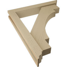 Ekena Millwork - BKTUR0352X24X28MRC01RCPR - Timberthane Faux Wood Merced Style Bracket w/ Offset Brace, Traditional Ends, 3 1/2"W x 24"D x 28"H, Primed Tan