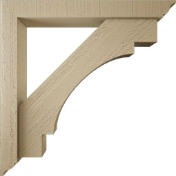 Ekena Millwork - BKTUR0352X26X26MRC01RCPR - Timberthane Faux Wood Merced Style Bracket w/ Offset Brace, Traditional Ends, 3 1/2"W x 26"D x 26"H, Primed Tan