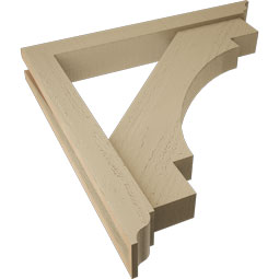 Ekena Millwork - BKTUR0352X26X26MRC01RCPR - Timberthane Faux Wood Merced Style Bracket w/ Offset Brace, Traditional Ends, 3 1/2"W x 26"D x 26"H, Primed Tan