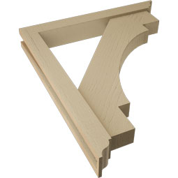Ekena Millwork - BKTUR0352X26X30MRC01RCPR - Timberthane Faux Wood Merced Style Bracket w/ Offset Brace, Traditional Ends, 3 1/2"W x 26"D x 30"H, Primed Tan