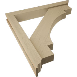 Ekena Millwork - BKTUR0352X28X28MRC01RCPR - Timberthane Faux Wood Merced Style Bracket w/ Offset Brace, Traditional Ends, 3 1/2"W x 28"D x 28"H, Primed Tan