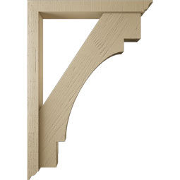 Ekena Millwork - BKTUR0352X28X40MRC01RCPR - Timberthane Faux Wood Merced Style Bracket w/ Offset Brace, Traditional Ends, 3 1/2"W x 28"D x 40"H, Primed Tan