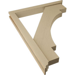 Ekena Millwork - BKTUR0352X32X40MRC01RCPR - Timberthane Faux Wood Merced Style Bracket w/ Offset Brace, Traditional Ends, 3 1/2"W x 32"D x 40"H, Primed Tan