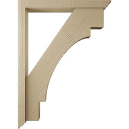 Ekena Millwork - BKTUR0352X32X44MRC01RCPR - Timberthane Faux Wood Merced Style Bracket w/ Offset Brace, Traditional Ends, 3 1/2"W x 32"D x 44"H, Primed Tan