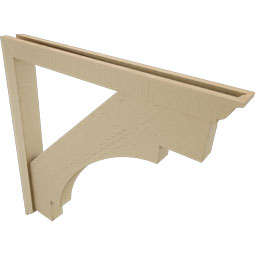 Ekena Millwork - BKTUR0352X34X34MRC01RCPR - Timberthane Faux Wood Merced Style Bracket w/ Offset Brace, Traditional Ends, 3 1/2"W x 34"D x 34"H, Primed Tan