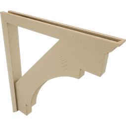 Ekena Millwork - BKTUR0352X34X38MRC01RCPR - Timberthane Faux Wood Merced Style Bracket w/ Offset Brace, Traditional Ends, 3 1/2"W x 34"D x 38"H, Primed Tan