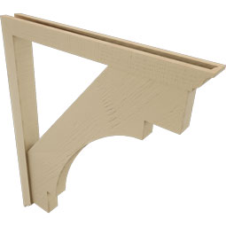 Ekena Millwork - BKTUR0352X34X40MRC01RCPR - Timberthane Faux Wood Merced Style Bracket w/ Offset Brace, Traditional Ends, 3 1/2"W x 34"D x 40"H, Primed Tan
