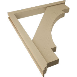 Ekena Millwork - BKTUR0352X34X40MRC01RCPR - Timberthane Faux Wood Merced Style Bracket w/ Offset Brace, Traditional Ends, 3 1/2"W x 34"D x 40"H, Primed Tan