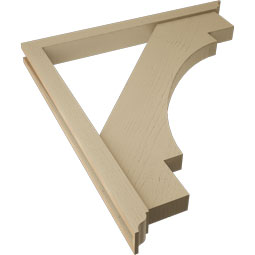 Ekena Millwork - BKTUR0352X36X40MRC01RCPR - Timberthane Faux Wood Merced Style Bracket w/ Offset Brace, Traditional Ends, 3 1/2"W x 36"D x 40"H, Primed Tan