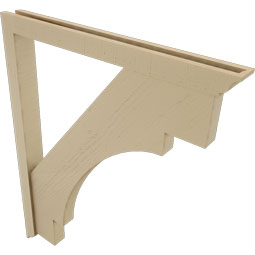 Ekena Millwork - BKTUR0352X36X44MRC01RCPR - Timberthane Faux Wood Merced Style Bracket w/ Offset Brace, Traditional Ends, 3 1/2"W x 36"D x 44"H, Primed Tan