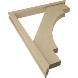 Ekena Millwork - BKTUR0352X36X44MRC01RCPR - Timberthane Faux Wood Merced Style Bracket w/ Offset Brace, Traditional Ends, 3 1/2"W x 36"D x 44"H, Primed Tan