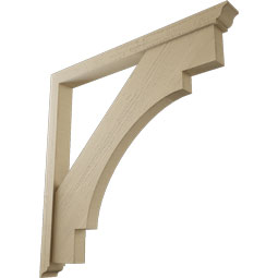 Ekena Millwork - BKTUR0352X38X38MRC01RCPR - Timberthane Faux Wood Merced Style Bracket w/ Offset Brace, Traditional Ends, 3 1/2"W x 38"D x 38"H, Primed Tan