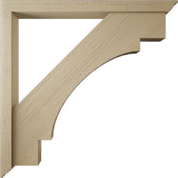 Ekena Millwork - BKTUR0352X40X40MRC01RCPR - Timberthane Faux Wood Merced Style Bracket w/ Offset Brace, Traditional Ends, 3 1/2"W x 40"D x 40"H, Primed Tan