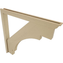 Ekena Millwork - BKTUR0352X40X40MRC01RCPR - Timberthane Faux Wood Merced Style Bracket w/ Offset Brace, Traditional Ends, 3 1/2"W x 40"D x 40"H, Primed Tan