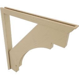 Ekena Millwork - BKTUR0352X40X44MRC01RCPR - Timberthane Faux Wood Merced Style Bracket w/ Offset Brace, Traditional Ends, 3 1/2"W x 40"D x 44"H, Primed Tan