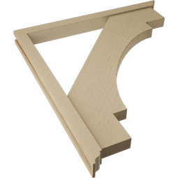 Ekena Millwork - BKTUR0352X40X44MRC01RCPR - Timberthane Faux Wood Merced Style Bracket w/ Offset Brace, Traditional Ends, 3 1/2"W x 40"D x 44"H, Primed Tan