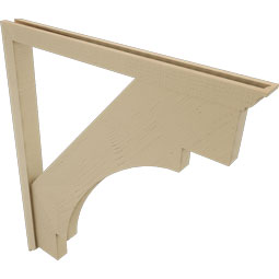 Ekena Millwork - BKTUR0352X42X48MRC01RCPR - Timberthane Faux Wood Merced Style Bracket w/ Offset Brace, Traditional Ends, 3 1/2"W x 42"D x 48"H, Primed Tan