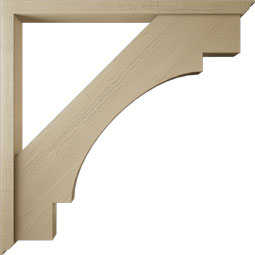 Ekena Millwork - BKTUR0352X48X48MRC01RCPR - Timberthane Faux Wood Merced Style Bracket w/ Offset Brace, Traditional Ends, 3 1/2"W x 48"D x 48"H, Primed Tan
