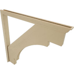 Ekena Millwork - BKTUR0352X48X48MRC01RCPR - Timberthane Faux Wood Merced Style Bracket w/ Offset Brace, Traditional Ends, 3 1/2"W x 48"D x 48"H, Primed Tan