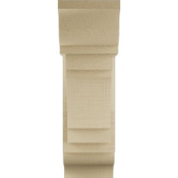 Ekena Millwork - BKTUR0554X14X18MRC01RCPR - Timberthane Faux Wood Merced Style Bracket w/ Offset Brace, Traditional Ends, 5 1/2"W x 14"D x 18"H, Primed Tan